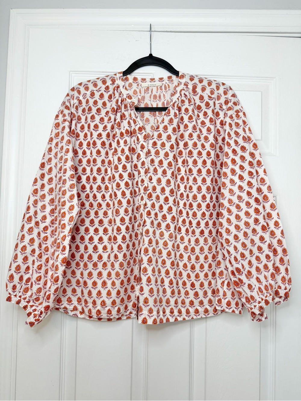 DOEN Size XS • Jane Floral Boxy Printed Long Sleeve Shirt Blouse Top.
